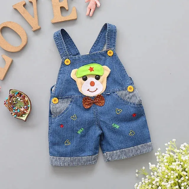 1 2 3T Baby Clothing Boys Girls Jeans Overalls Shorts Toddler Infant Denim Rompers Cute Cartoon Pants