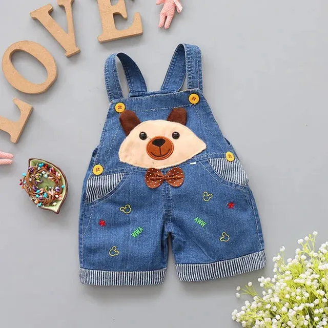 1 2 3T Baby Clothing Boys Girls Jeans Overalls Shorts Toddler Infant Denim Rompers Cute Cartoon Pants