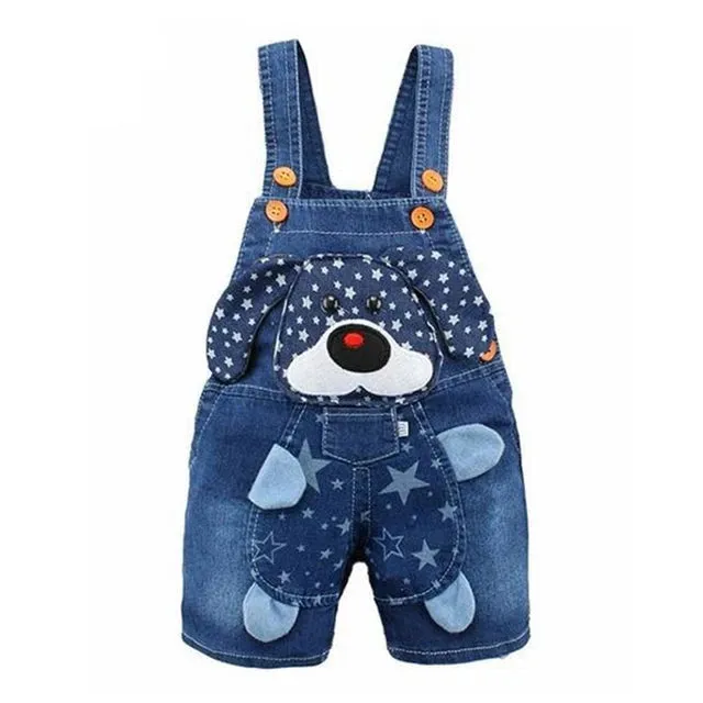 1 2 3T Baby Clothing Boys Girls Jeans Overalls Shorts Toddler Infant Denim Rompers Cute Cartoon Pants
