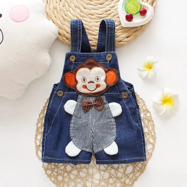 1 2 3T Baby Clothing Boys Girls Jeans Overalls Shorts Toddler Infant Denim Rompers Cute Cartoon Pants