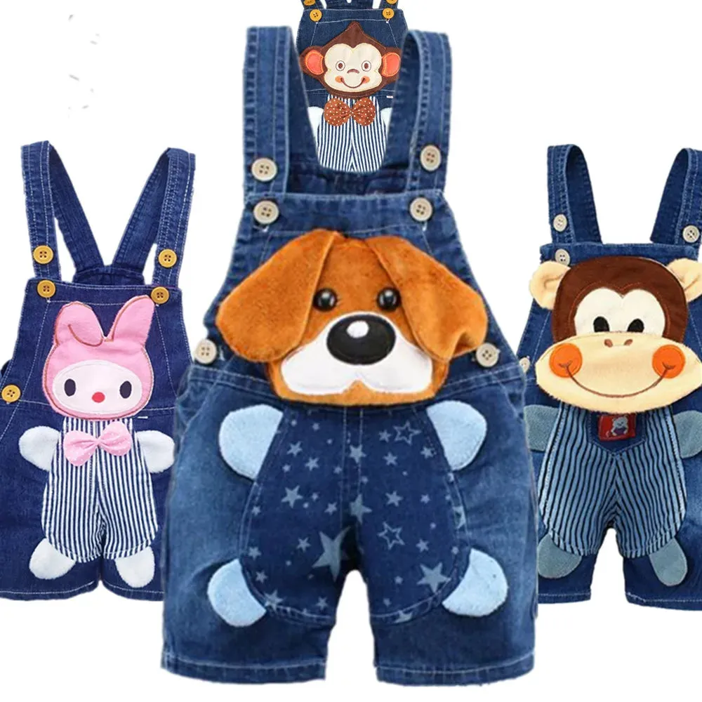 1 2 3T Baby Clothing Boys Girls Jeans Overalls Shorts Toddler Infant Denim Rompers Cute Cartoon Pants