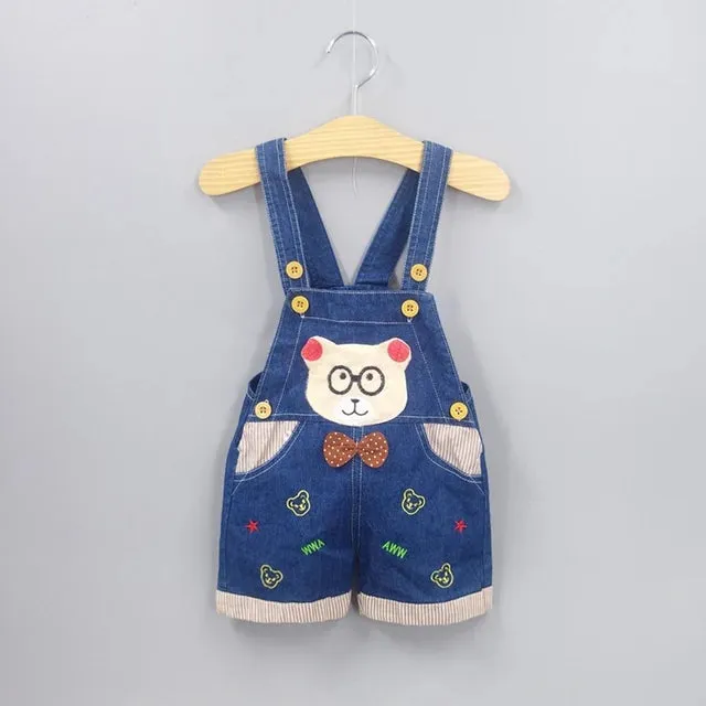1 2 3T Baby Clothing Boys Girls Jeans Overalls Shorts Toddler Infant Denim Rompers Cute Cartoon Pants