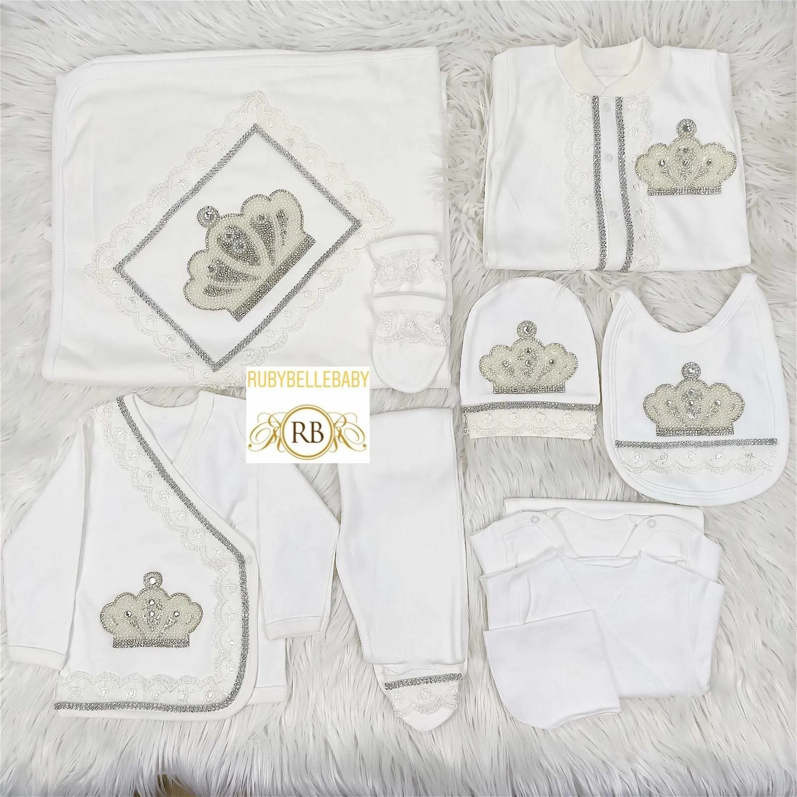 10pcs Jeweled Set - White