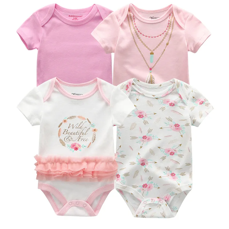 4PCS/LOT Baby Rompers Short Sleeve Cotton 2020 Overalls Clothing