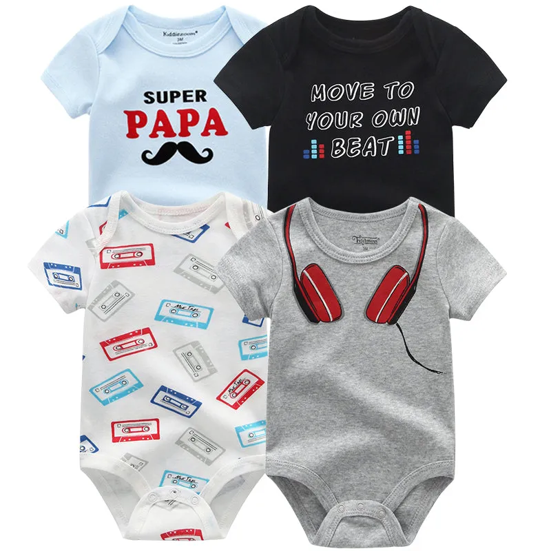 4PCS/LOT Baby Rompers Short Sleeve Cotton 2020 Overalls Clothing
