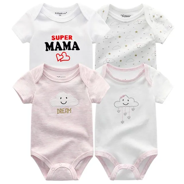 4PCS/LOT Baby Rompers Short Sleeve Cotton 2020 Overalls Clothing