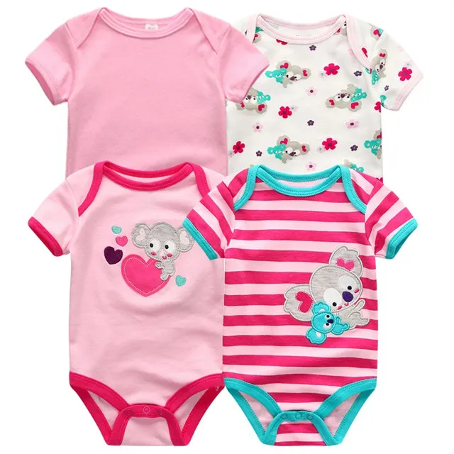 4PCS/LOT Baby Rompers Short Sleeve Cotton 2020 Overalls Clothing