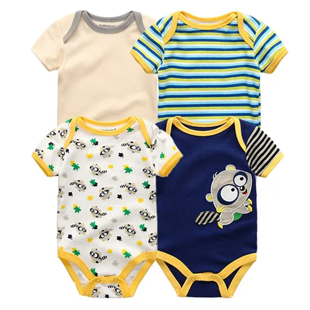 4PCS/LOT Baby Rompers Short Sleeve Cotton 2020 Overalls Clothing