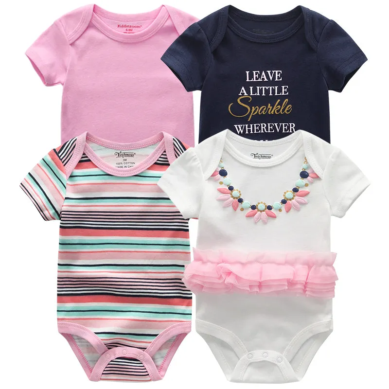 4PCS/LOT Baby Rompers Short Sleeve Cotton 2020 Overalls Clothing
