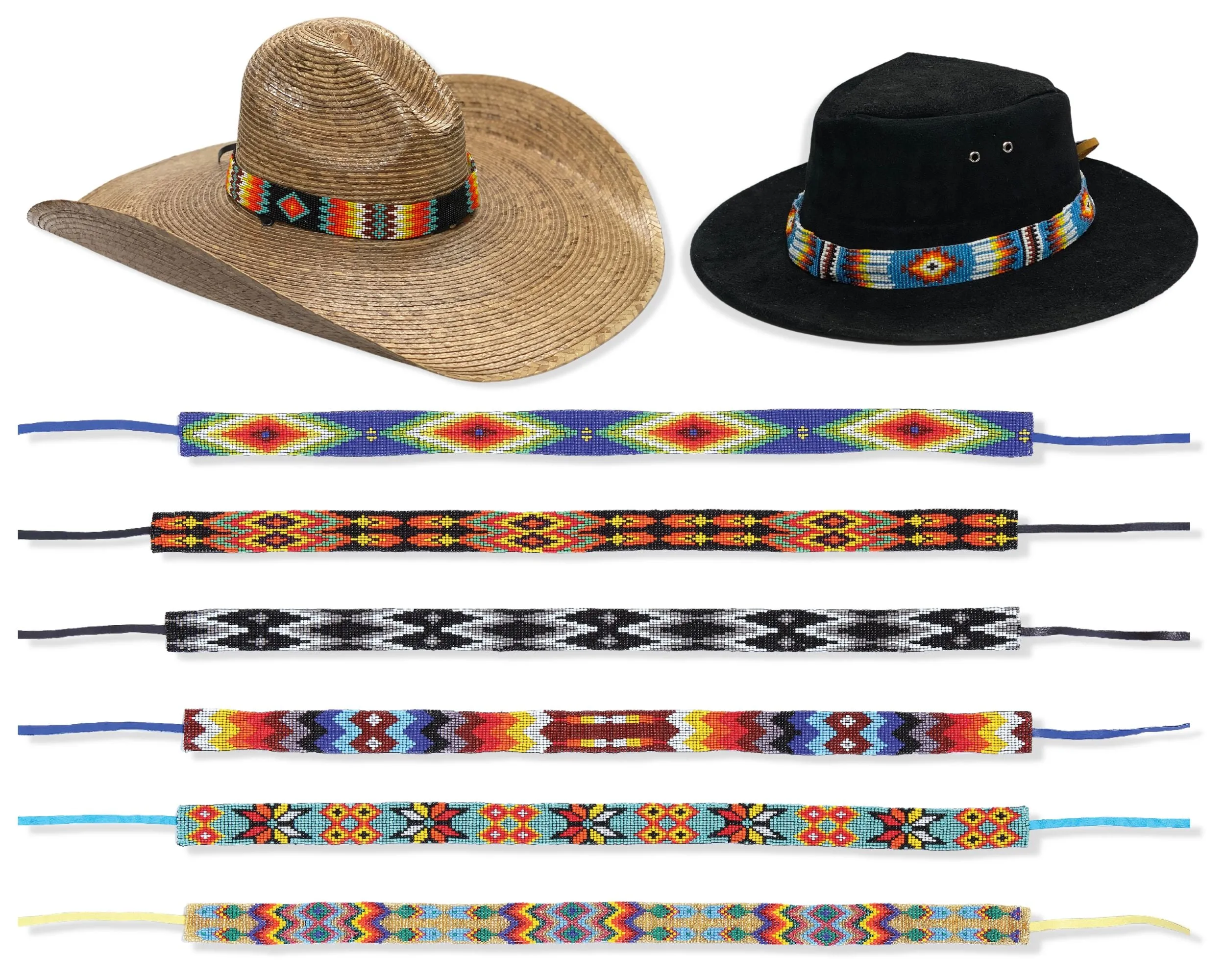 6 Pack Colorful Beaded Hat Bands!  Only $9.50 ea.!