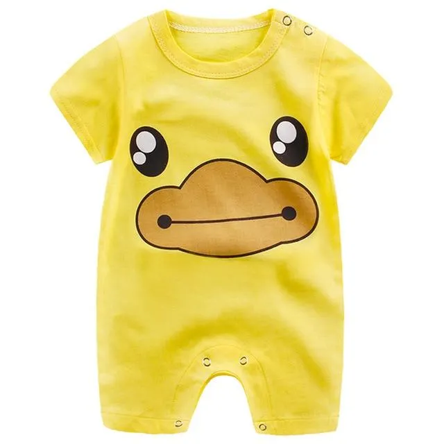 Adorable Short Sleeved Baby Bodysuit With A Cartoon Print