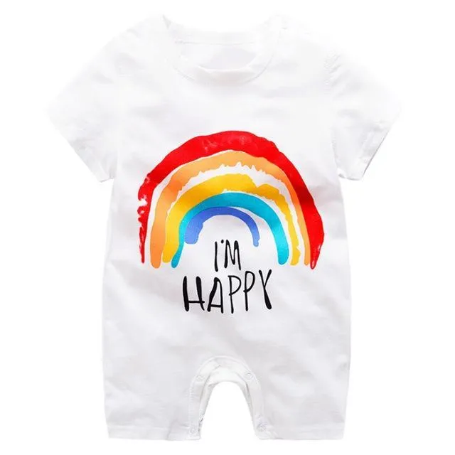 Adorable Short Sleeved Baby Bodysuit With A Cartoon Print