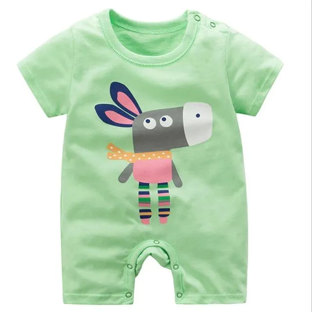 Adorable Short Sleeved Baby Bodysuit With A Cartoon Print