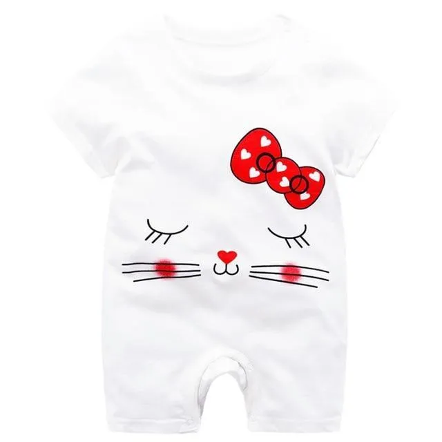 Adorable Short Sleeved Baby Bodysuit With A Cartoon Print