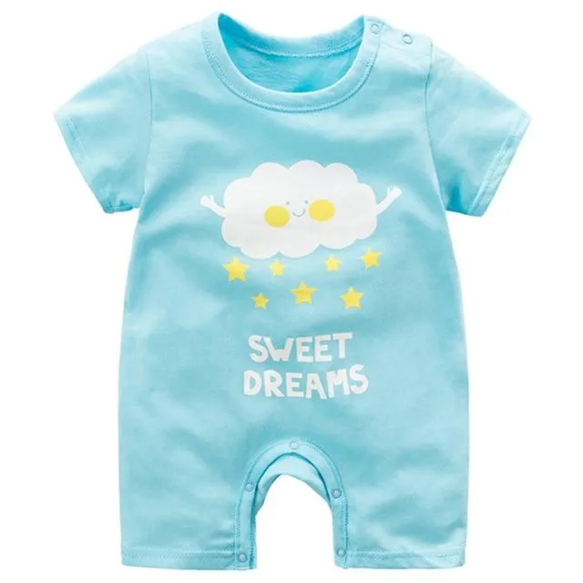 Adorable Short Sleeved Baby Bodysuit With A Cartoon Print