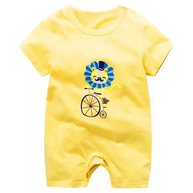 Adorable Short Sleeved Baby Bodysuit With A Cartoon Print