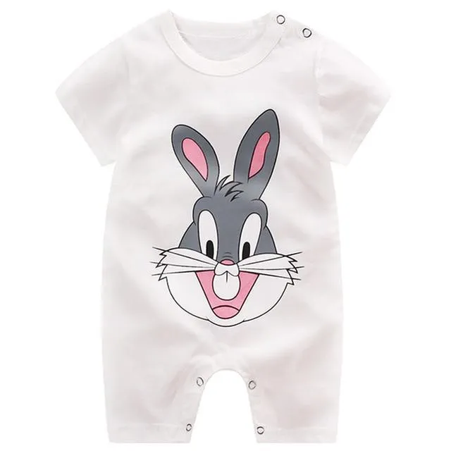 Adorable Short Sleeved Baby Bodysuit With A Cartoon Print