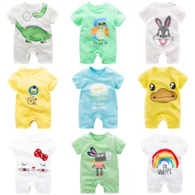Adorable Short Sleeved Baby Bodysuit With A Cartoon Print
