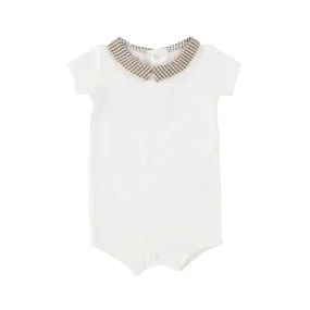 Analogie Gingham Collar Onesie - Caramel