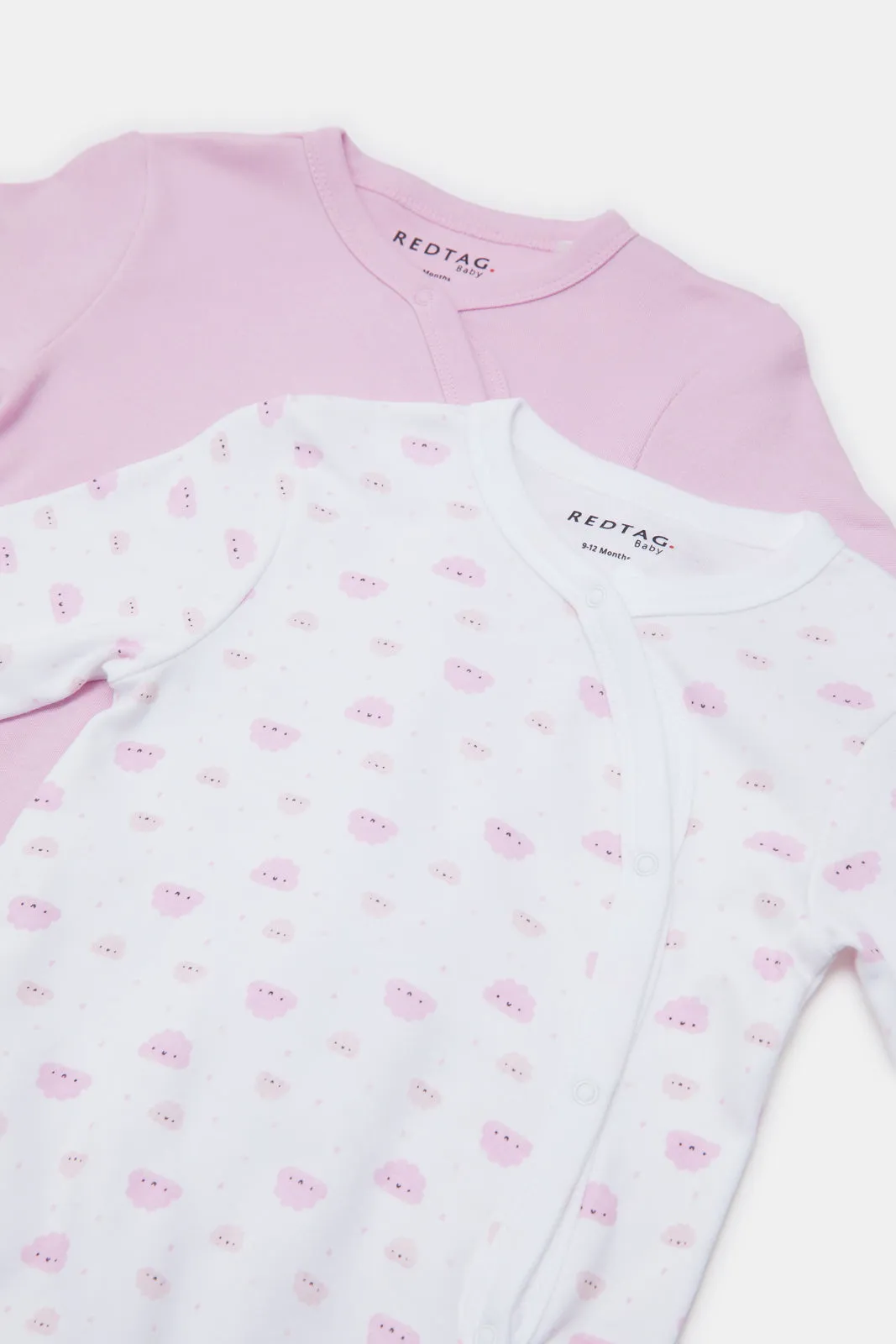 Babies Lilac And White Printed Sleepsuits Set  (2 Piece)