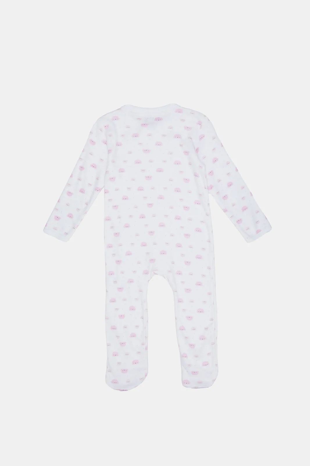 Babies Lilac And White Printed Sleepsuits Set  (2 Piece)