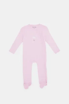 Babies Lilac And White Printed Sleepsuits Set  (2 Piece)