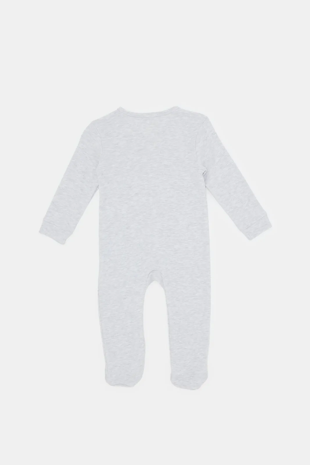 Babies White And Grey Printed Sleepsuit (2 Piece)