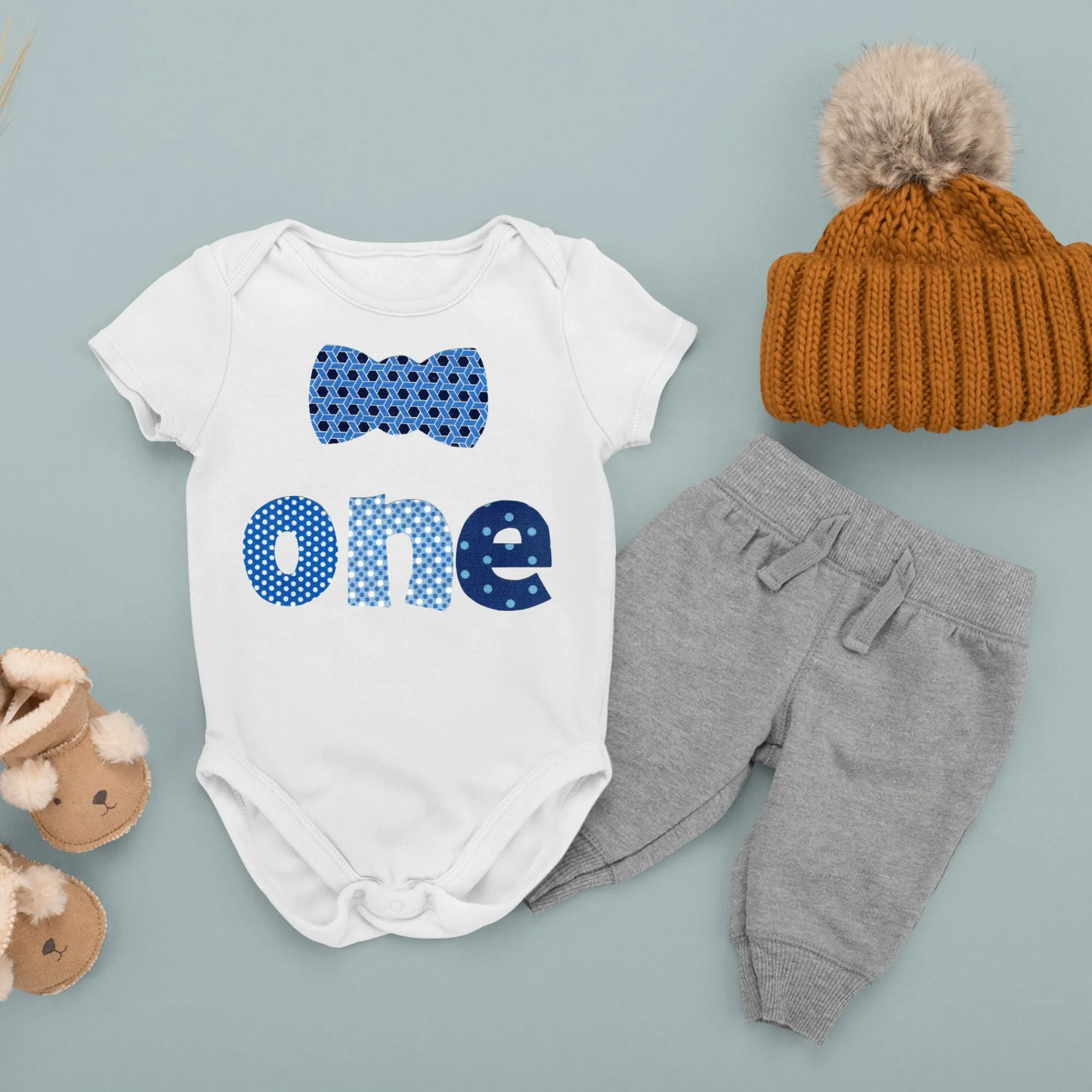 Baby 1st Birthday Onesies - 1 One (Bowtie)