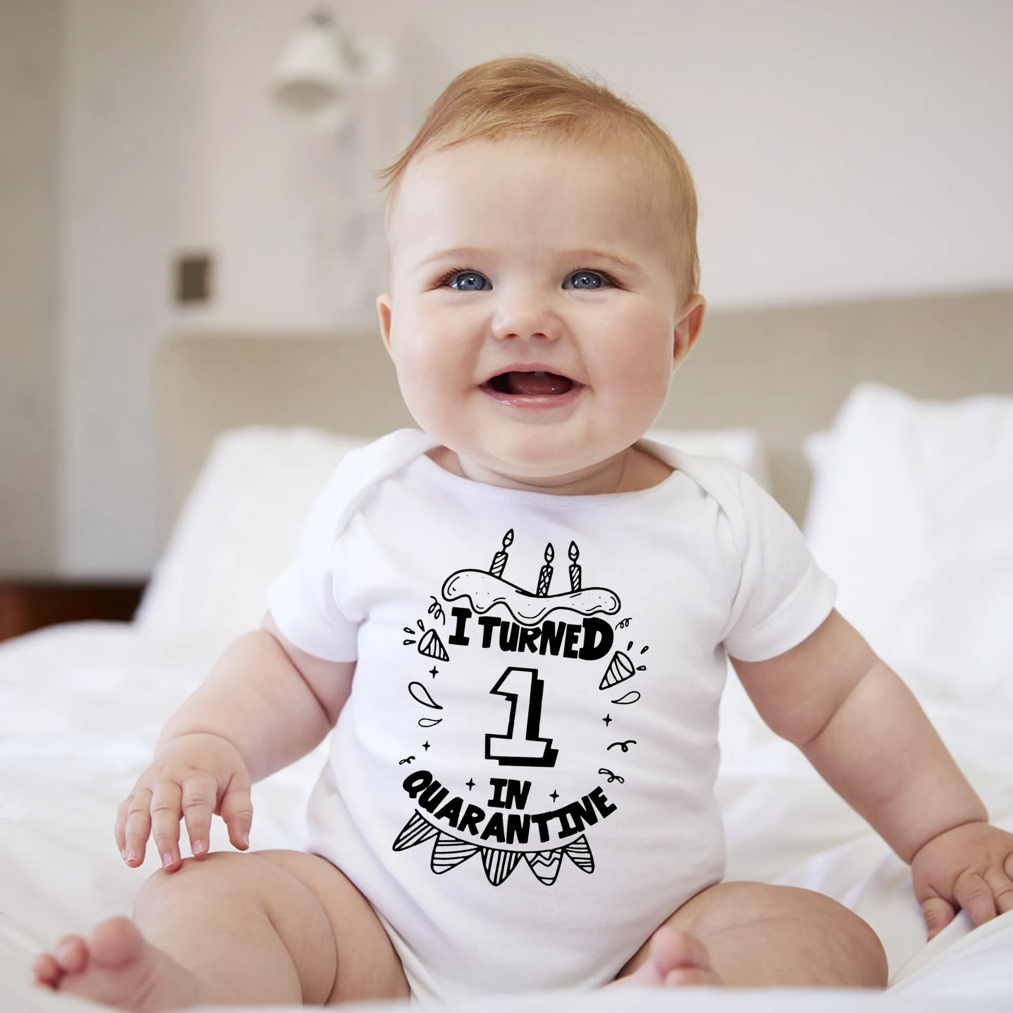 Baby Birthday Onesies  - I Turned One on Quarantine