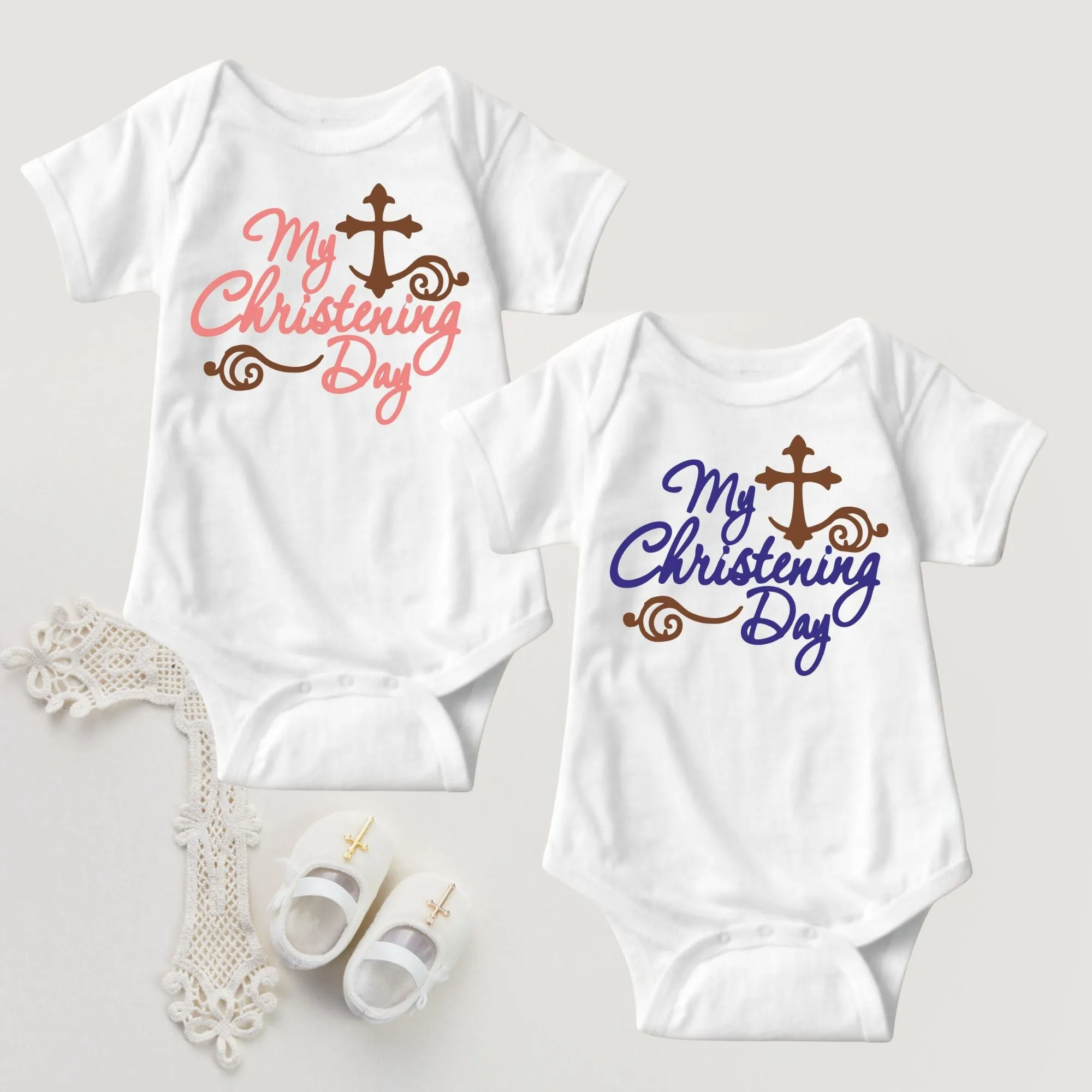 Baby Boy Christening Baptism Dedication Onesies - Blue Gold