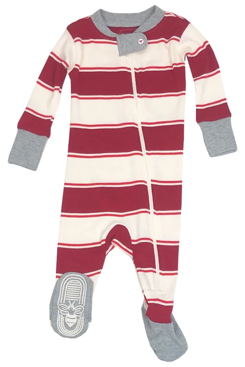 Baby Boys Girls Unisex Burts Bees Striped Babygrow Anti Slip Footie Sleepsuits