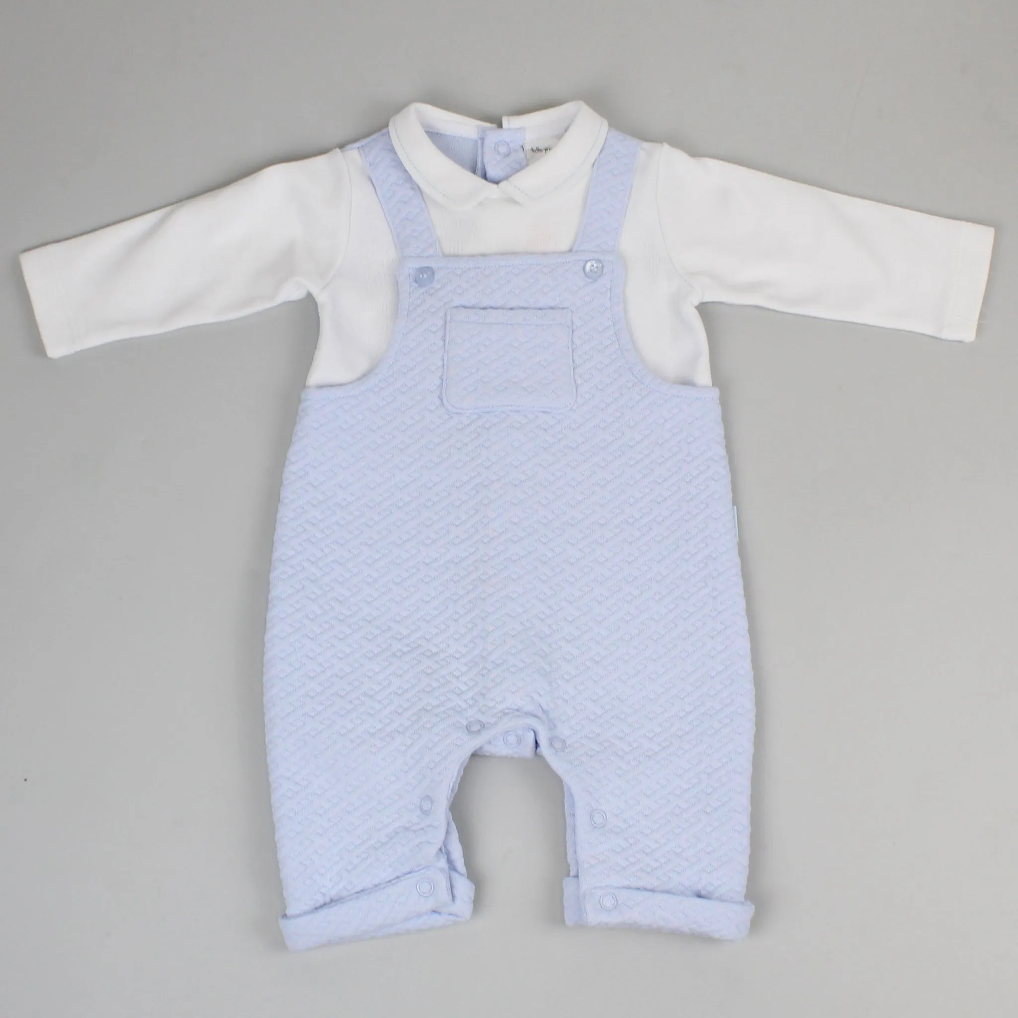 Baby Boys Quilted Dungaree/Sleepsuit - Blue - Tutto Piccolo