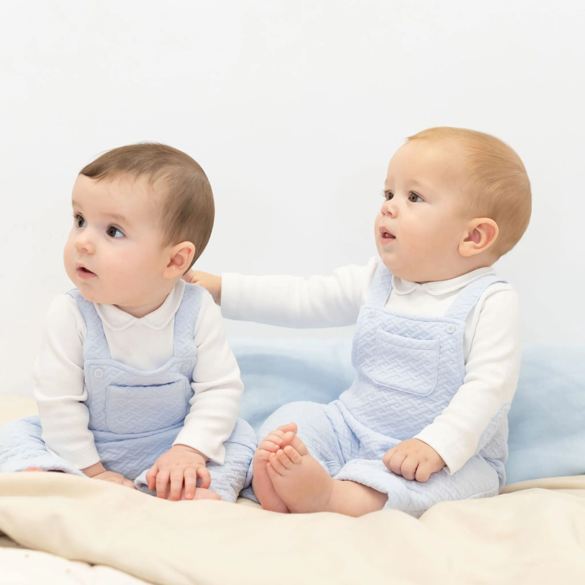 Baby Boys Quilted Dungaree/Sleepsuit - Blue - Tutto Piccolo