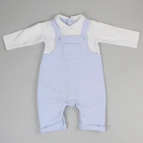 Baby Boys Quilted Dungaree/Sleepsuit - Blue - Tutto Piccolo