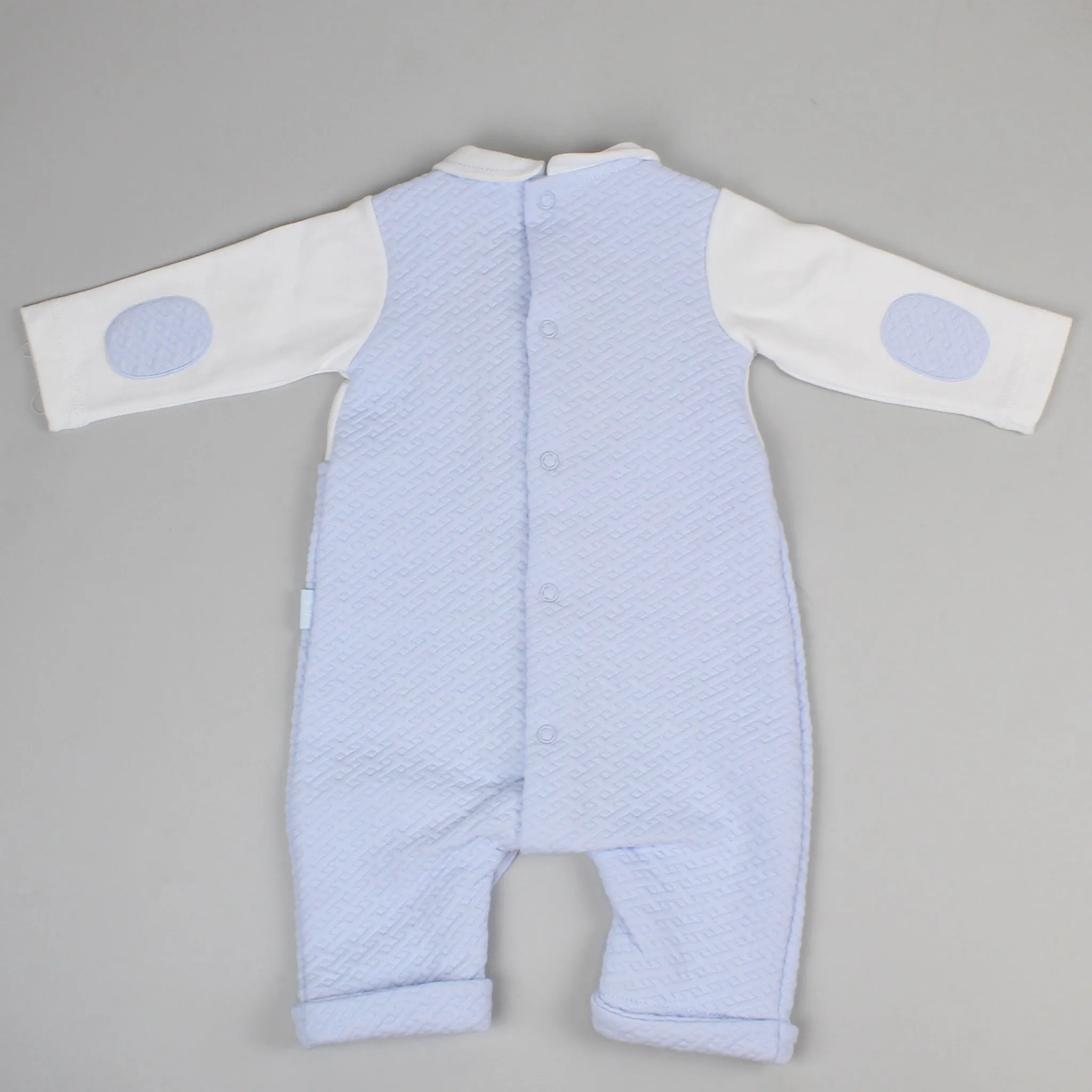 Baby Boys Quilted Dungaree/Sleepsuit - Blue - Tutto Piccolo