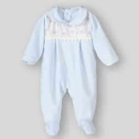 Baby Boys Velour Sleepsuit - Blue - Calamaro 33019