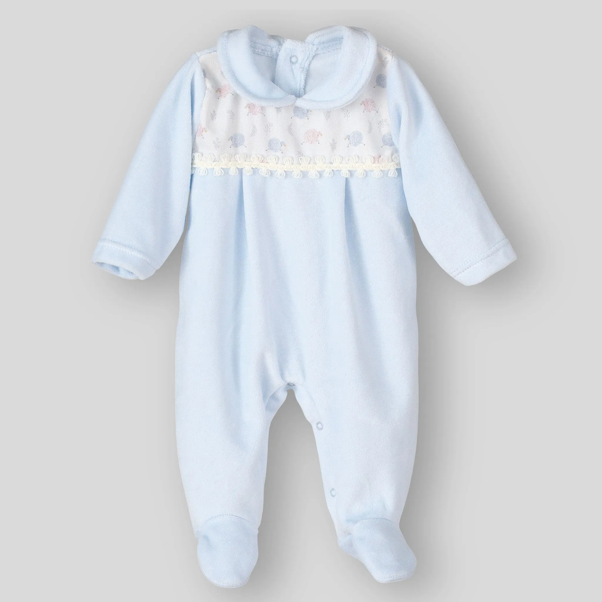 Baby Boys Velour Sleepsuit - Blue - Calamaro 33019