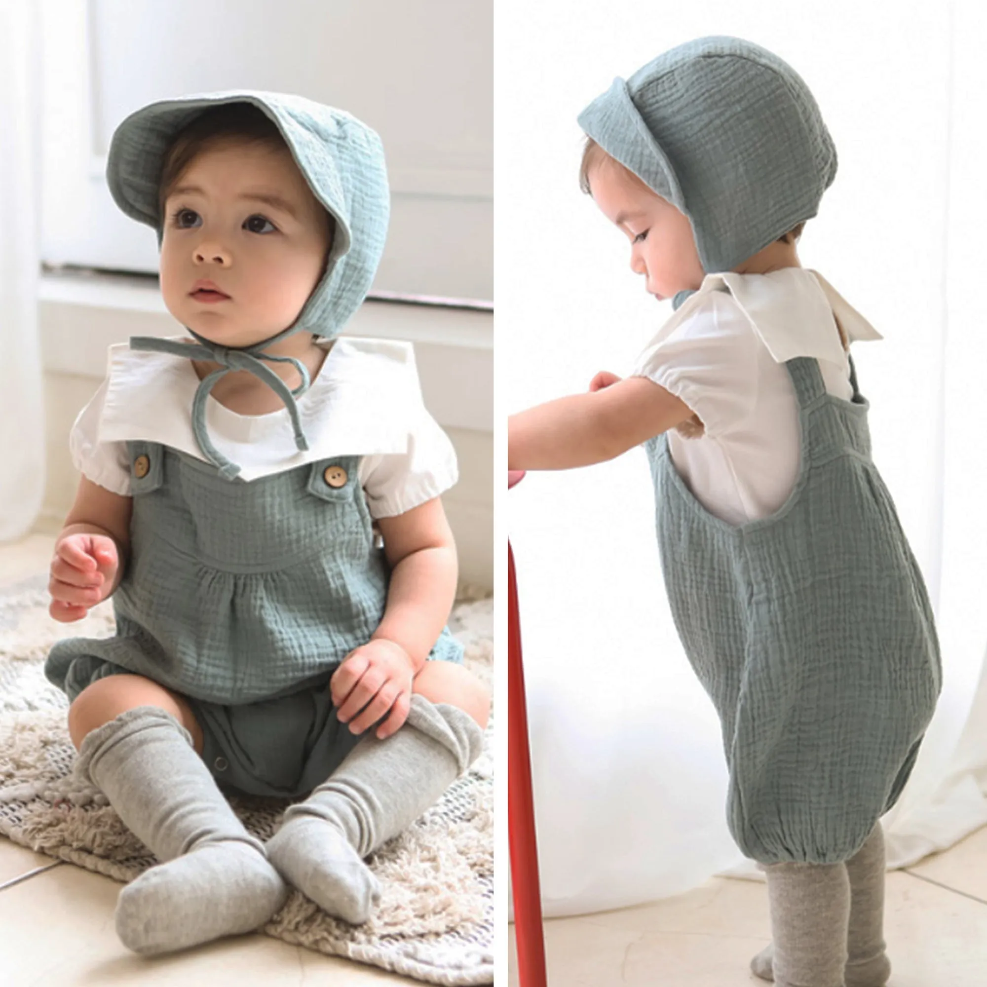 Baby Brimmed Muslin Bonnet UPF 50  Sun Hat | Yellow