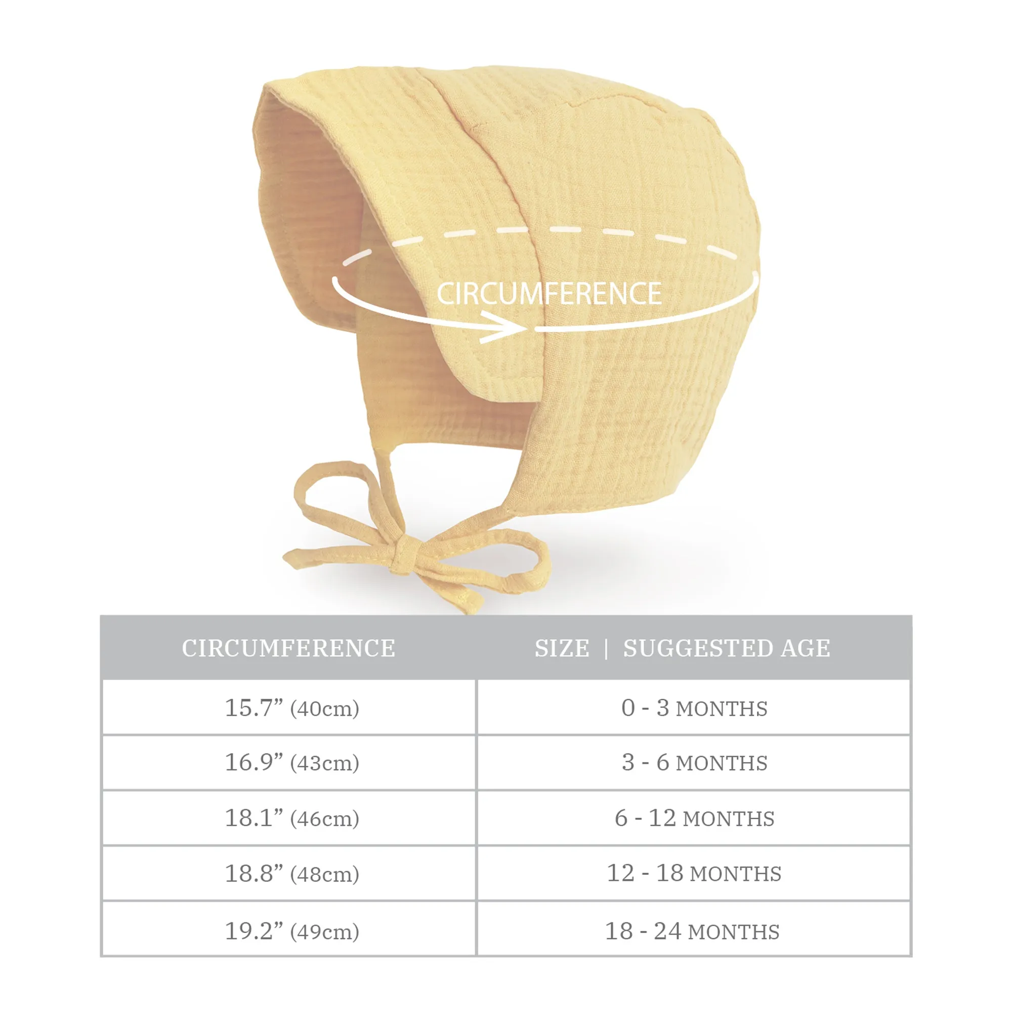 Baby Brimmed Muslin Bonnet UPF 50  Sun Hat | Yellow