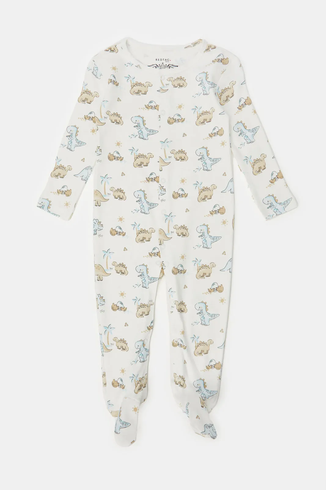 Baby Cream Printed Sleepsuit