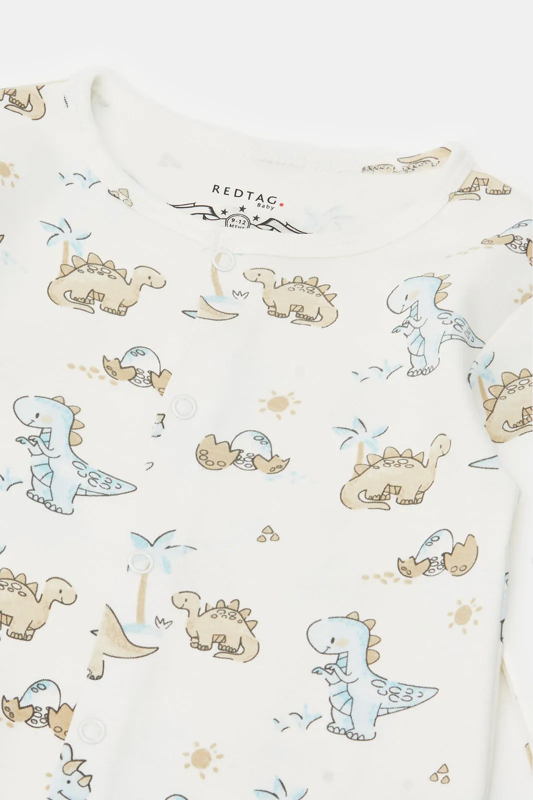 Baby Cream Printed Sleepsuit