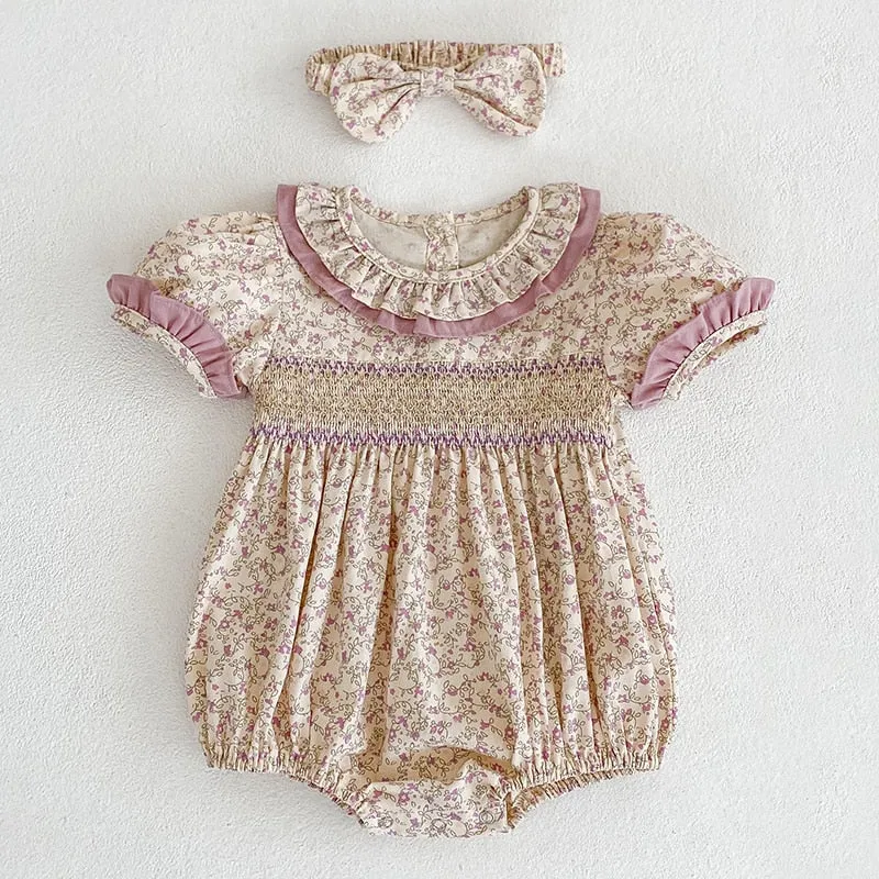 Baby Girl Summer Infant Clothes Rompers Doll Collar Cute Jumpsuits - BTGR8426