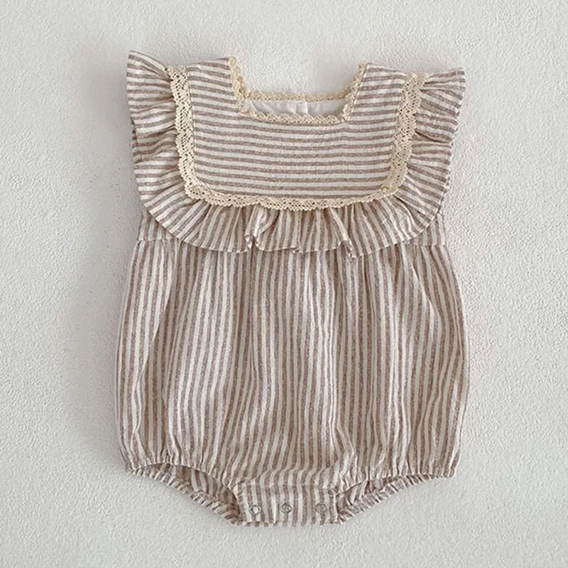 Baby Girl Summer Infant Clothes Rompers Doll Collar Cute Jumpsuits - BTGR8426