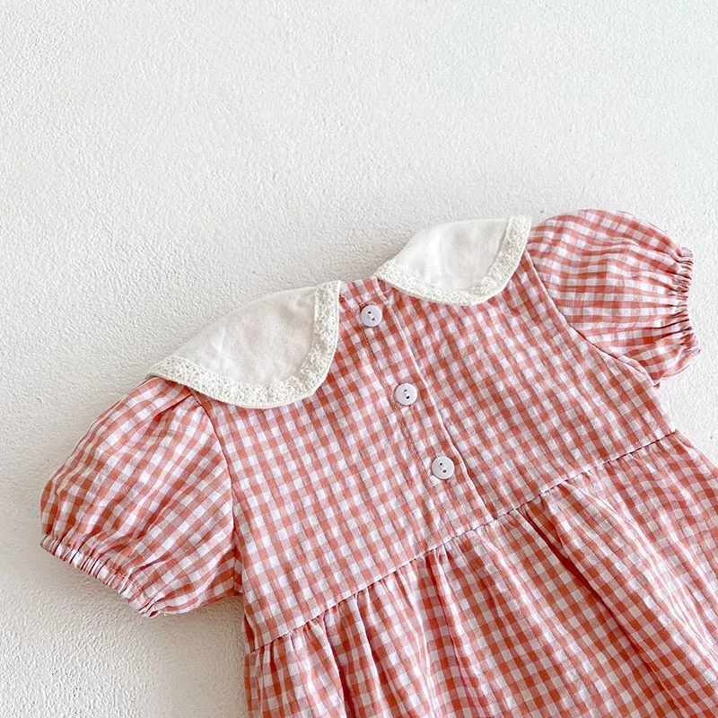 Baby Girl Summer Infant Clothes Rompers Doll Collar Cute Jumpsuits - BTGR8426