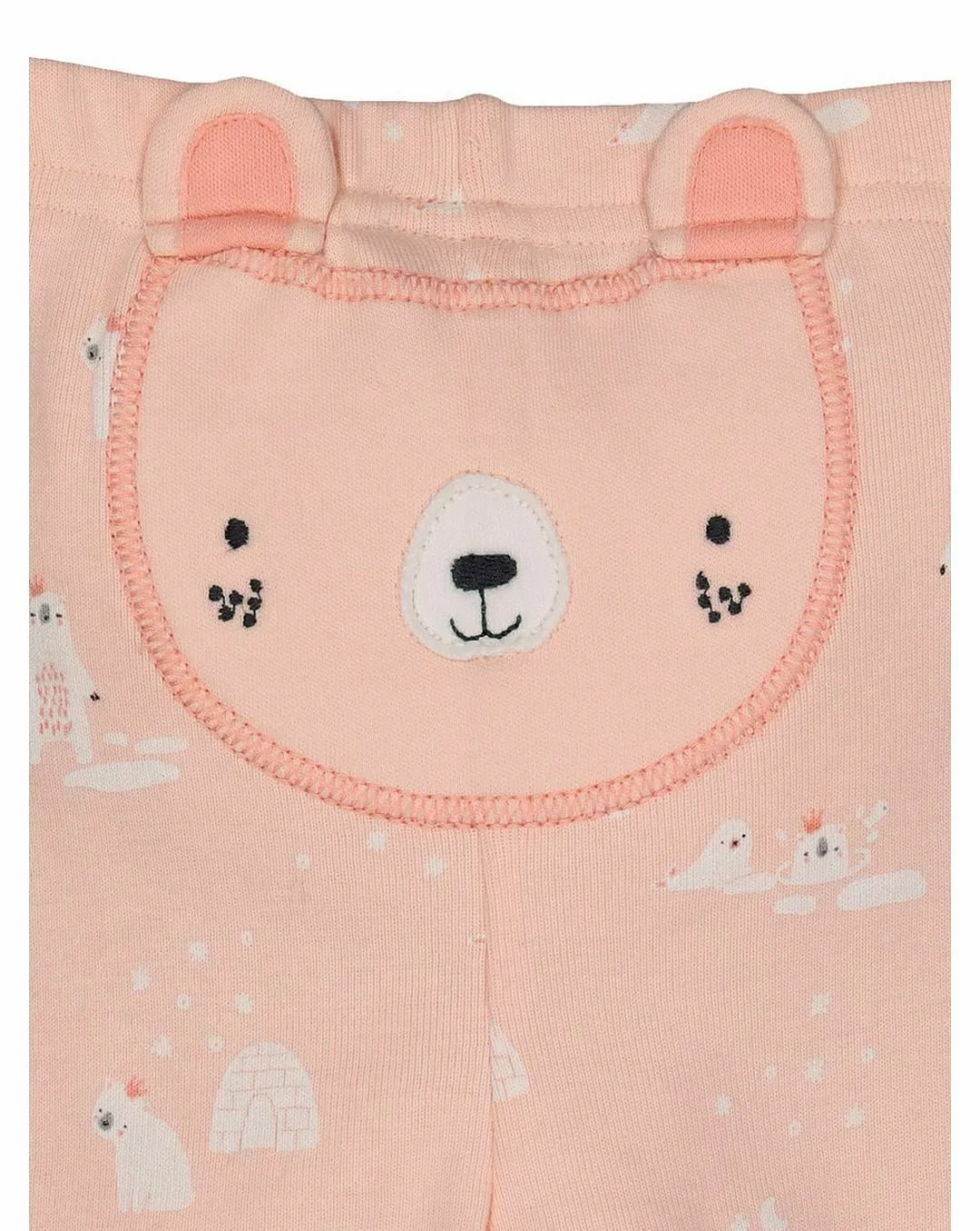 Baby Girls 2 Pk Pink Bear Print Cotton Top & Leggings Pyjamas