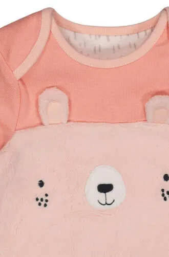 Baby Girls 2 Pk Pink Bear Print Cotton Top & Leggings Pyjamas