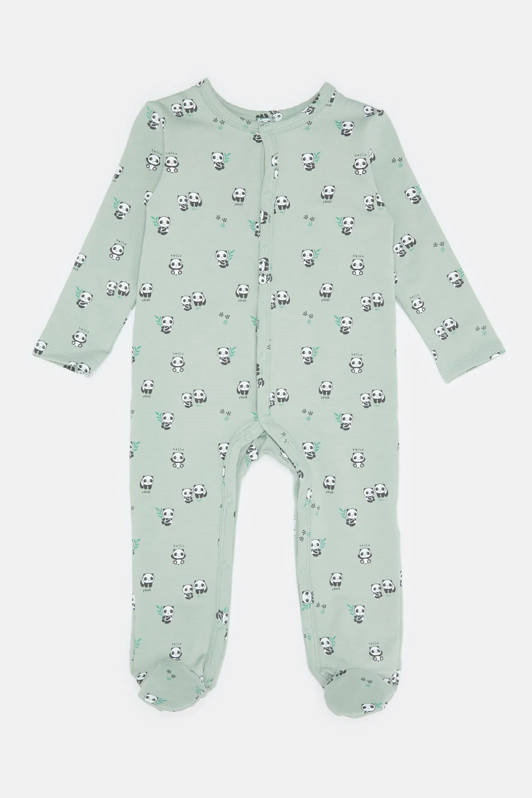 Baby Green Printed Sleepsuit