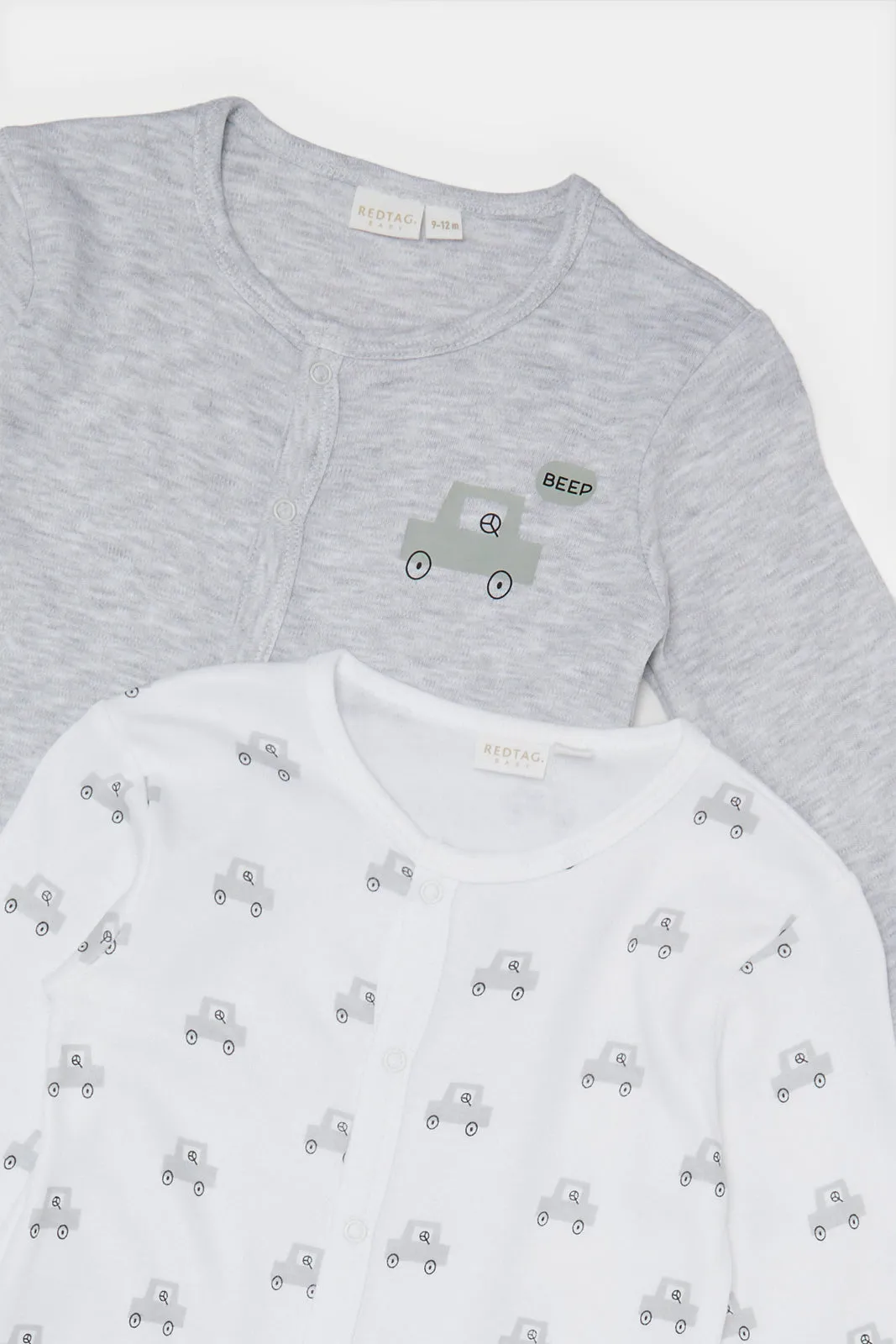 Baby Grey And White Sleepsuit Set (Pack of 2)