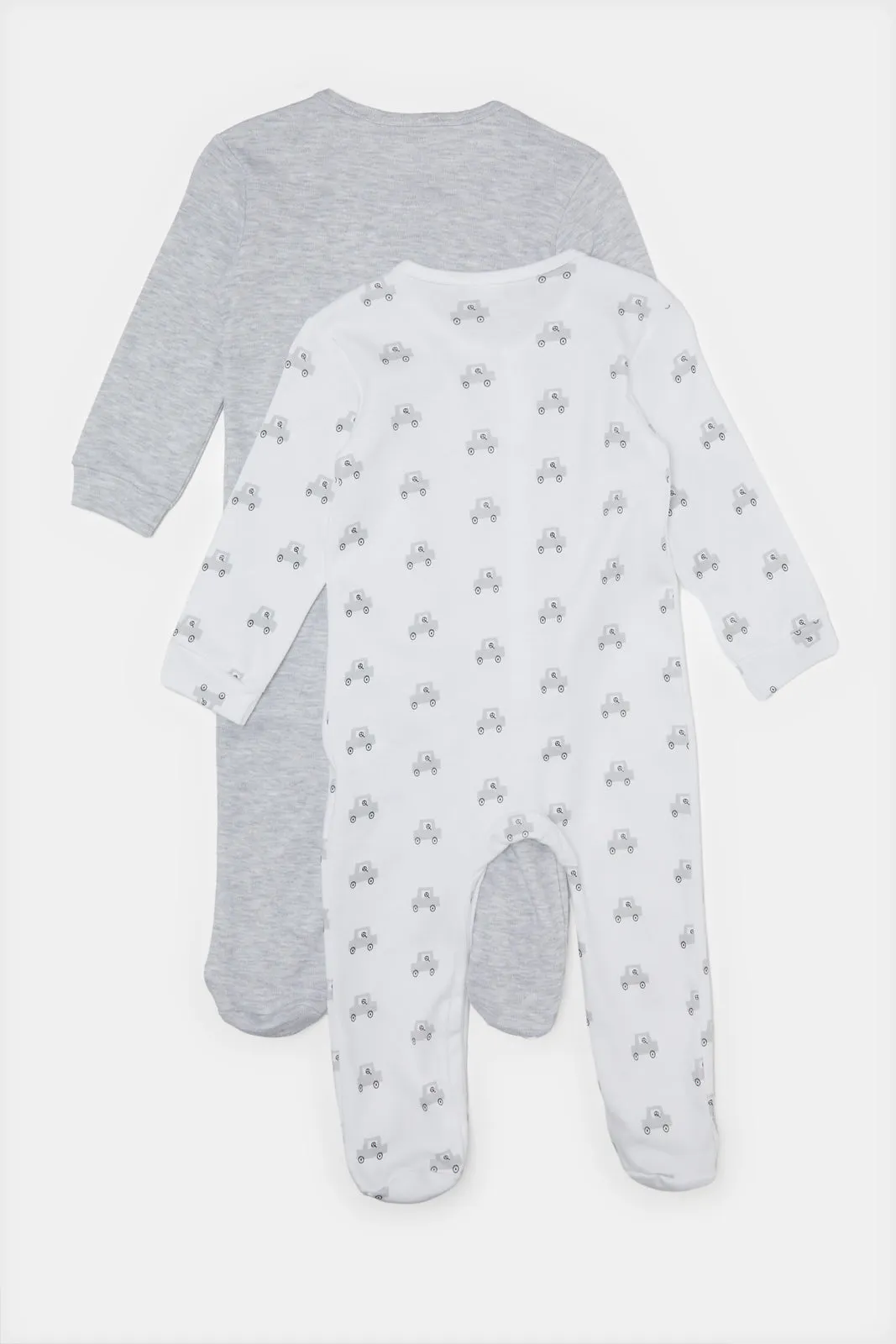 Baby Grey And White Sleepsuit Set (Pack of 2)