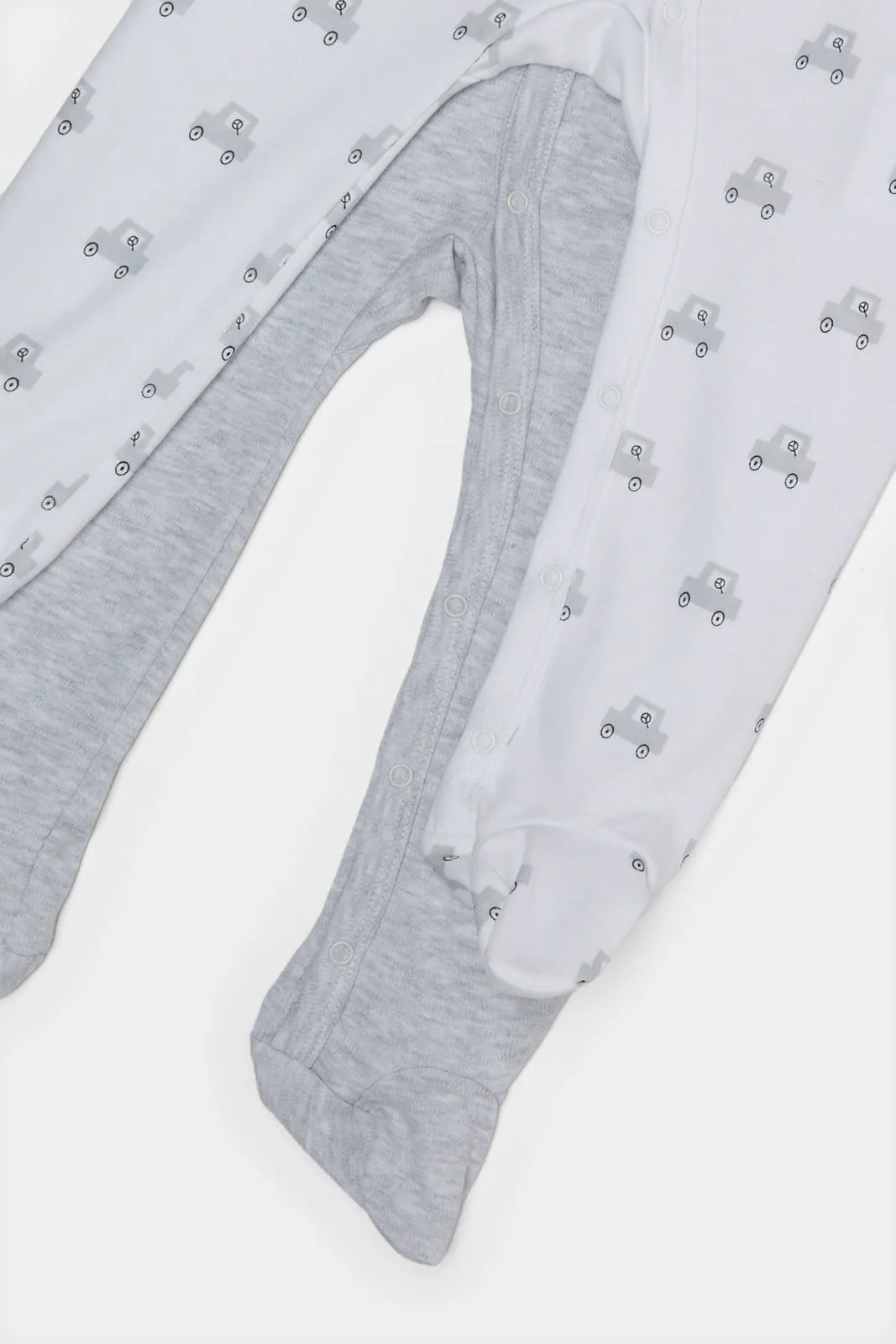 Baby Grey And White Sleepsuit Set (Pack of 2)